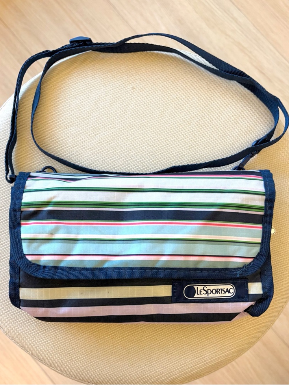 LeSportsac Striped Crossbody Bag Nylon Organizer Adjustable Strap